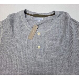 NEW Wallace & Barnes Thermal Henley Shirt Mens 2XL Waffle Weave Gray